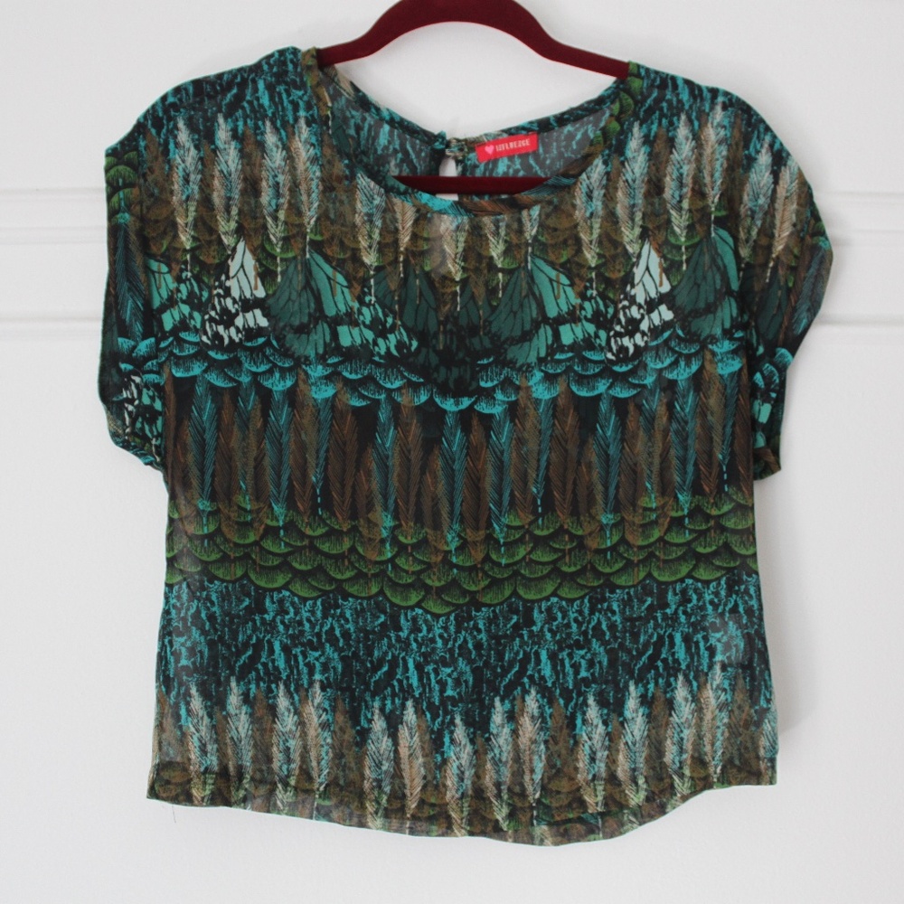 Blue chiffon crop top